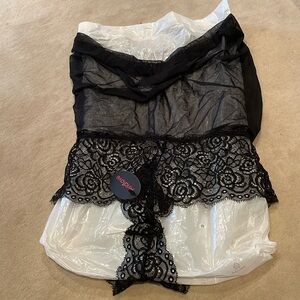 Sexy XL NEW Black Teddy by Avidlove halter cowl neck, sheer, La e, bodysuit